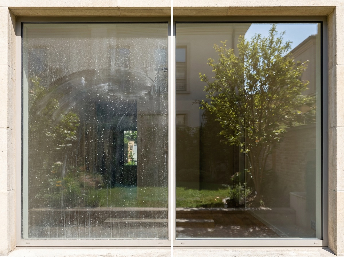 Vitres : avant et après nettoyage