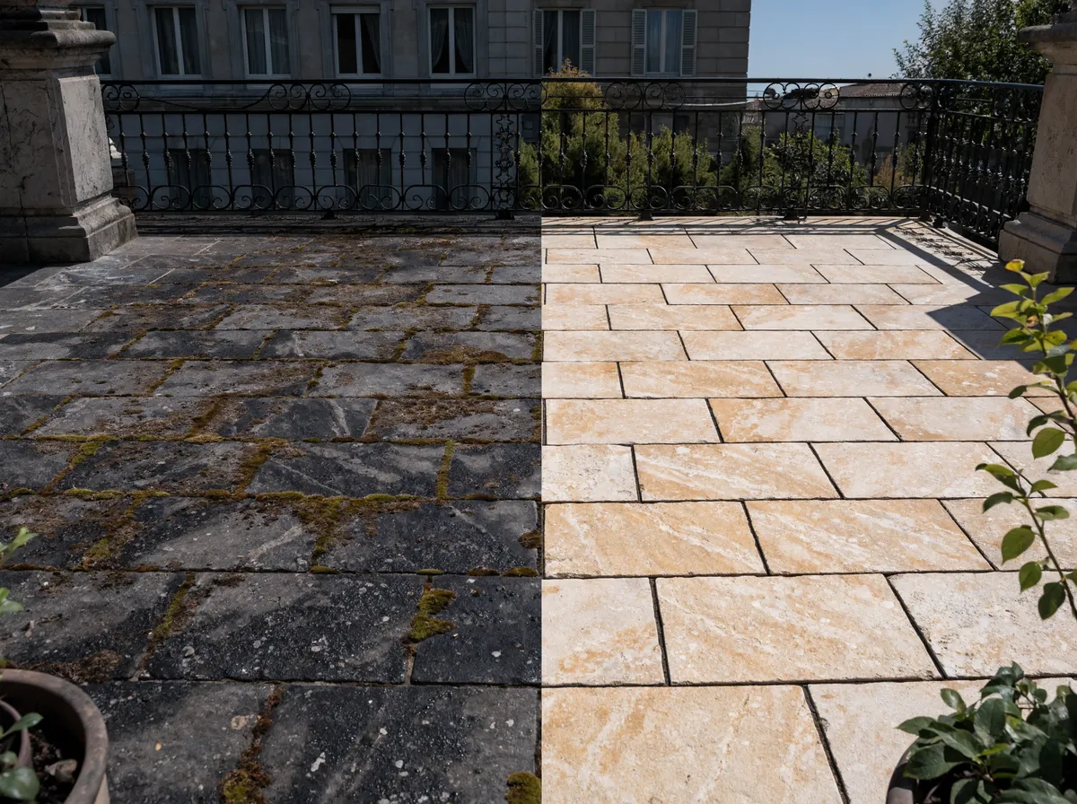 Terrasse : avant et après nettoyage